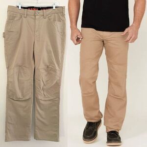 Hawx Men's All Out Work Pant Fleece Lined Khaki Tan Canvas Size 38x33 Waist 38
